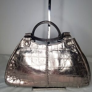 DONALD J PLINER -Silver Crocodile Embossed Women's Bag - small